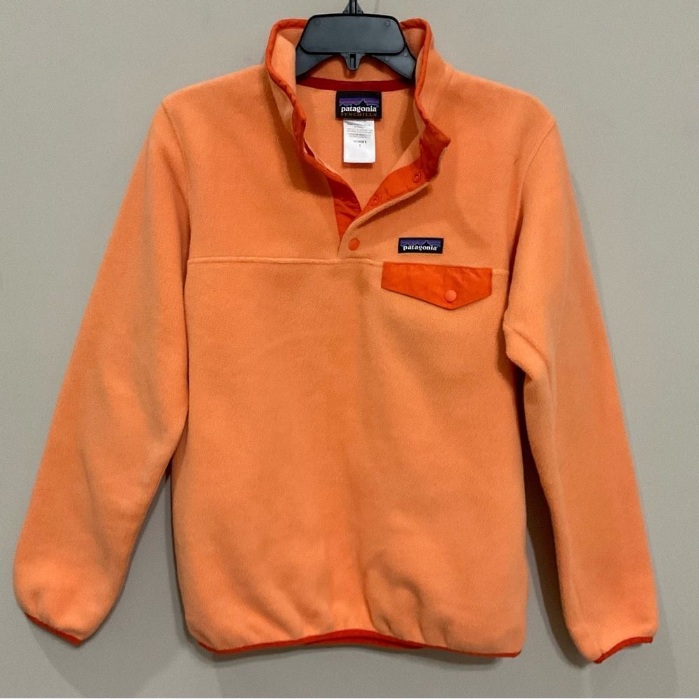 Vtg Patagonia Synchilla Snap-T Fleece Pullover Peach Ladies Sz S